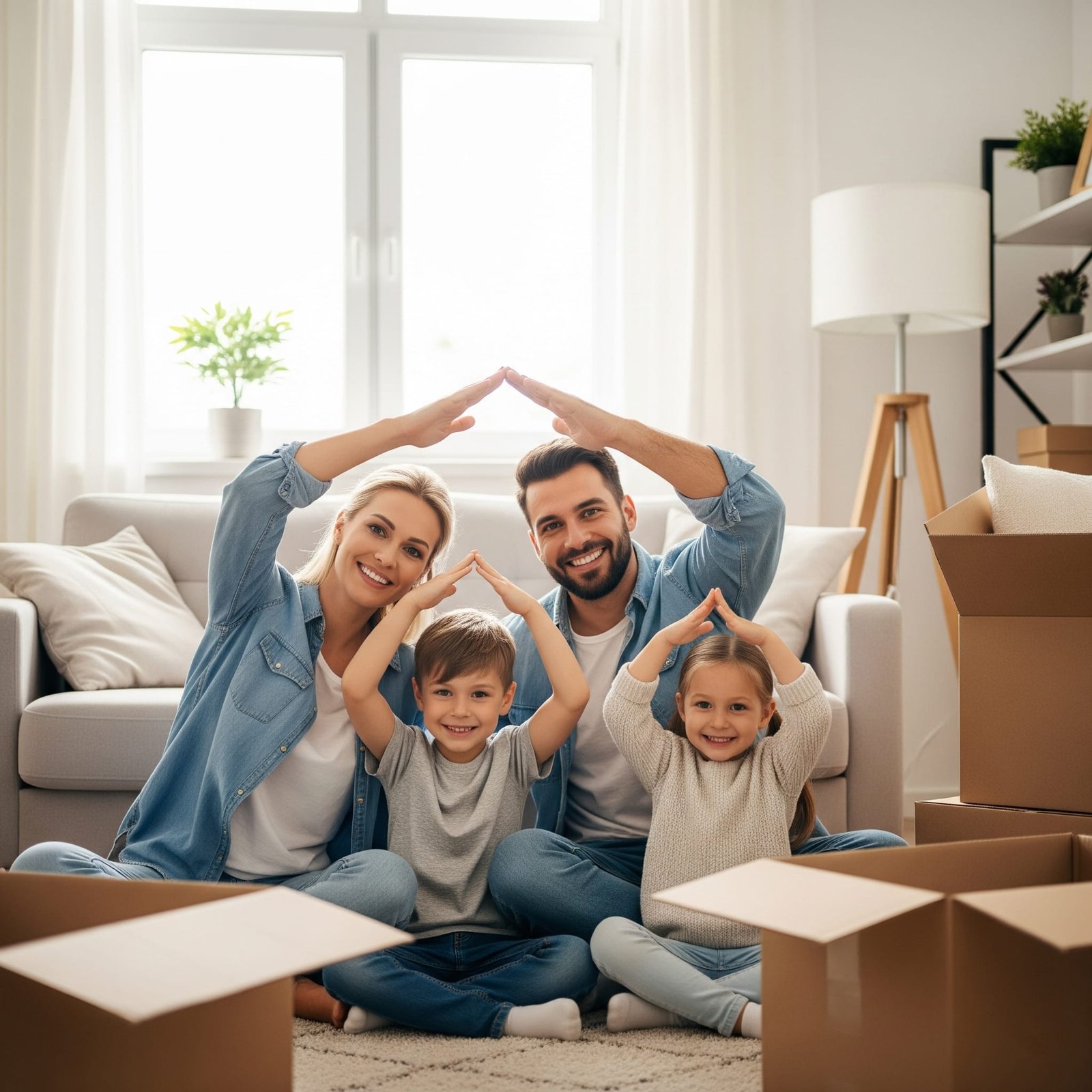 AI-generated image of a family united in a home purchased with a mortgage